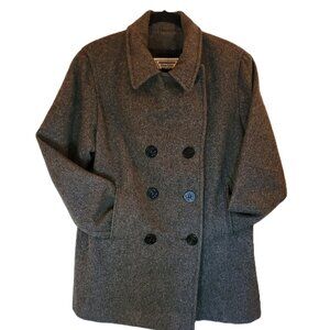Vintage Marvin Richards Charcoal Gray Wool Blend Pea Coat Size 12